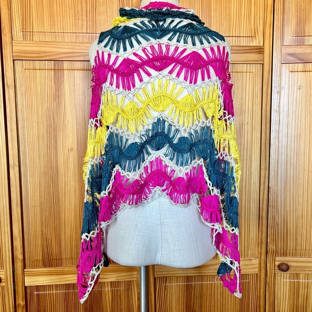 Umgee Small/Medium Colorful Crochet Cardigan Vest Boho Festival - Picture 7 of 9